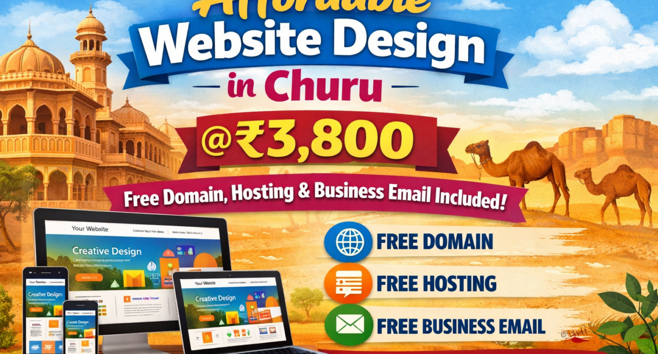 Affordable Website Design in Churu @ ₹3,800 – Free Domain, Hosting & Business Email Included