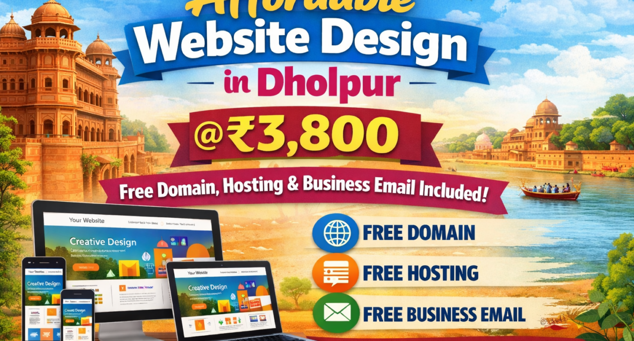 Affordable Website Design in Dholpur @ ₹3,800 – Free Domain, Hosting & Business Email Included