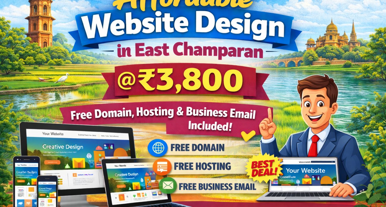 Affordable Website Design in East Champaran @ ₹3,800 – Free Domain, Hosting & Business Email Included