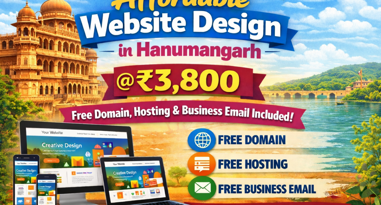 Affordable Website Design in Hanumangarh @ ₹3,800 – Free Domain, Hosting & Business Email Included