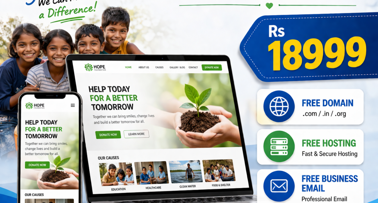 NGO Website Development at ₹18,999 Free Domain, Hosting & Business Email Included
